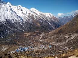 Langtang Valley with mountains, trees and local cultural elements